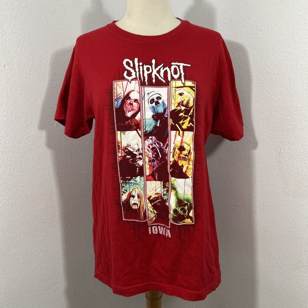 Slipknot T shirt Mes M Red Iowa Crew Stone Sour Corey Taylor Horror‎ Rock Band